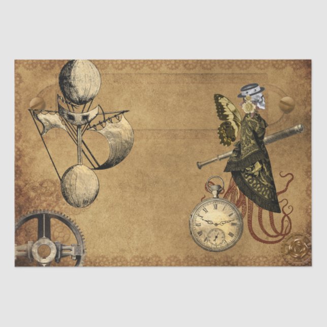 Papel De Seda Vintage Steampunk - Ursos Vitorianos (Frente )