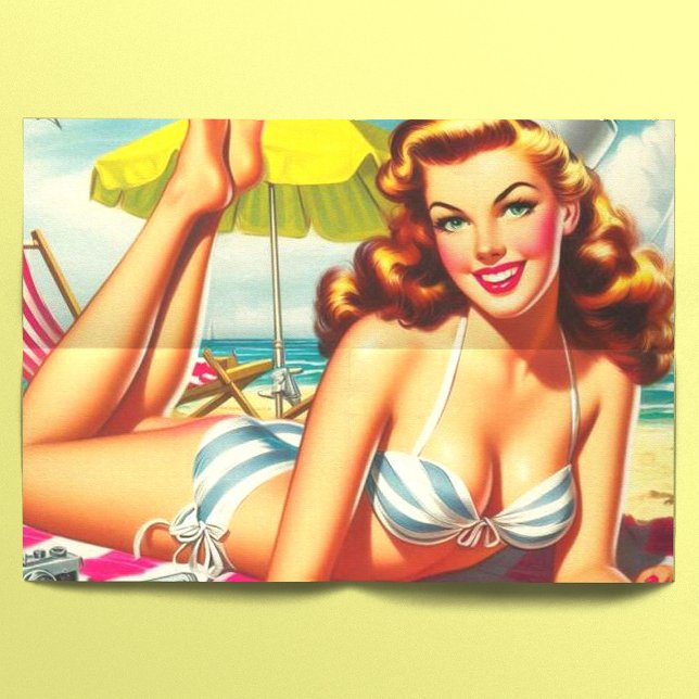 Papel De Seda Vintage Summer Beach Pin Up (Criador carregado)