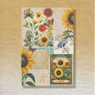 Papel De Seda Vintage Sunflower Birds Seed Packet Ephemera