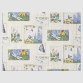 Papel De Seda Vintage Sunflower Blue Borterfly Dragonfly