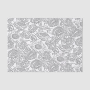 Papel De Seda Vintage Sunflower Elegant Decoupage Toile Cinza