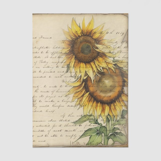 Papel De Seda Vintage Sunflower II (Frente )