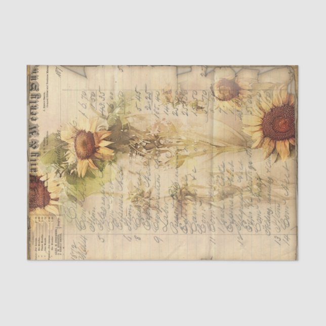 Papel De Seda Vintage Sunflower III (Frente )