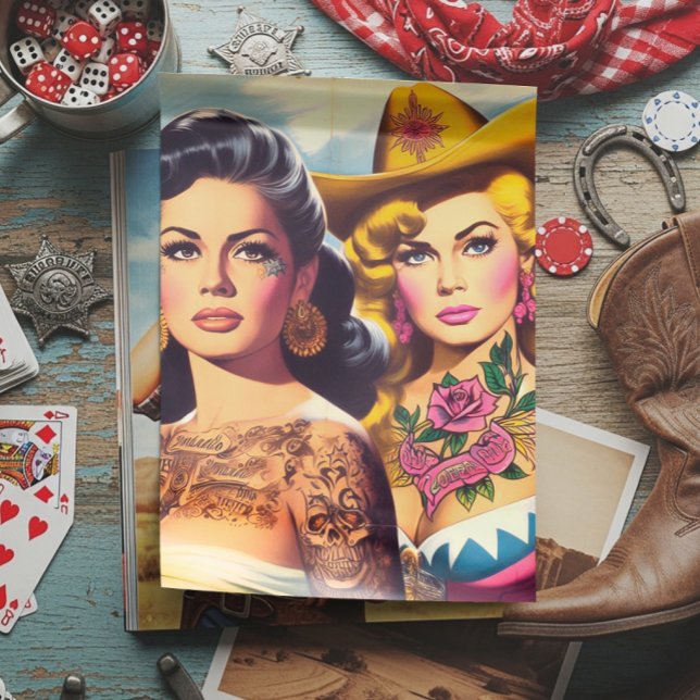 Papel De Seda Vintage Tattooed Cowgirls (Criador carregado)