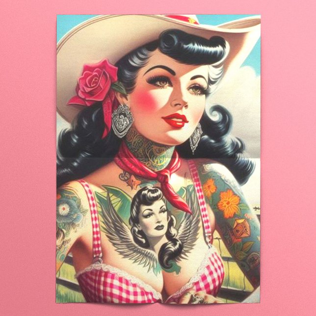 Papel De Seda Vintage Tatuado País Pinup (Criador carregado)