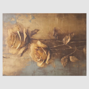 Papel De Seda Vintage terracotta rosas franceses, faux gold chic