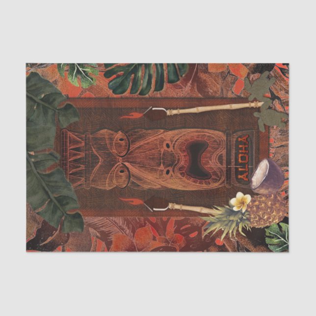 Papel De Seda Vintage Tiki Aloha Havaiana Festa de aniversário L (Frente )