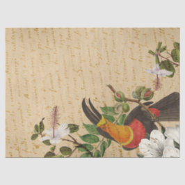 Papel De Seda Vintage Toucan e Tropical Flower Decoupage