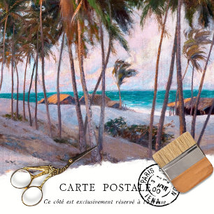 Papel De Seda Vintage Tropical Palm Tree Beach Scenage Decoupage