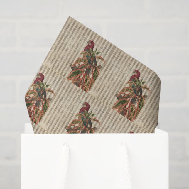Papel De Seda Vintage Tropical Parrot (Sacola de presentes)