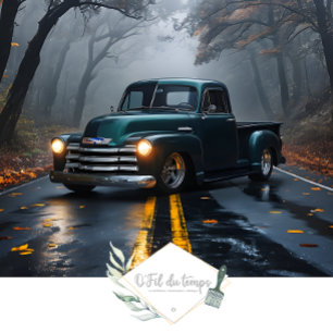Papel De Seda Vintage Truck Autumn Highway Découpage Paper