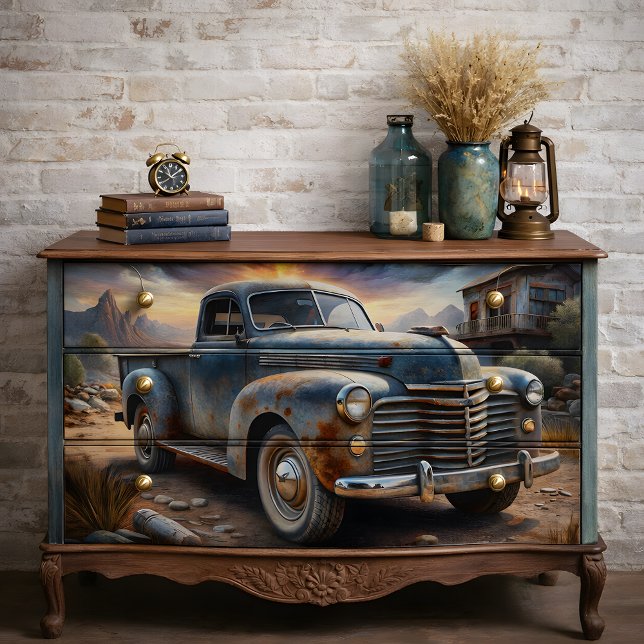 Papel De Seda Vintage Truck Decoupage (Desert Patina Decoupage Tissue Paper)