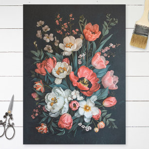 Papel De Seda Vintage Tulipas Coloridas de Pintura