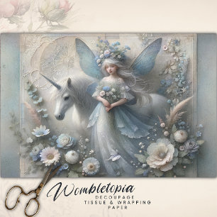 Papel De Seda Vintage Unicorn & Winter Fairy Floral Decoupage