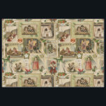 Papel De Seda Vintage Victorian Christmas Card Collage<br><div class="desc">Coleção única e festiva de cartões de Natal vitorianos e de elementos decorativos, com bordos dourados, que incluem crianças com os seus animais de estimação e brinquedos, uma coloração acolhedora, árvores de Natal, coro de igreja e, claro, o velho mundo Pai Natal. Adequado para projetos de dissociação ou de artesanato....</div>