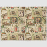 Papel De Seda Vintage Victorian Christmas Card Collage<br><div class="desc">Coleção única e festiva de cartões de Natal vitorianos e de elementos decorativos, com bordos dourados, que incluem crianças com os seus animais de estimação e brinquedos, uma coloração acolhedora, árvores de Natal, coro de igreja e, claro, o velho mundo Pai Natal. Adequado para projetos de dissociação ou de artesanato....</div>