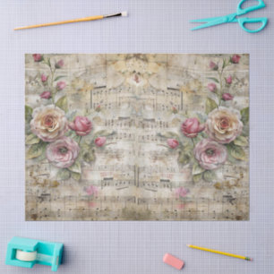 Papel De Seda Vintage Victorian Floral Sheet Music Design