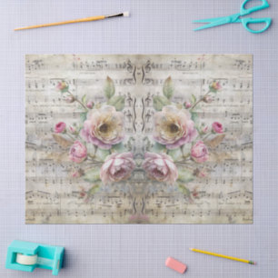 Papel De Seda Vintage Victorian Floral Sheet Music Design
