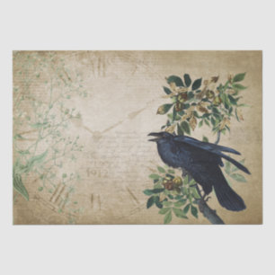 Papel De Seda Vintage Victorian Raven Decoupage - Reino Gótico