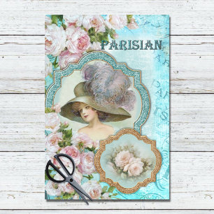 Papel De Seda Vintage Victorian Woman Floral Rosa Decoupage