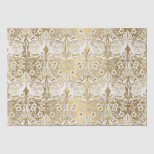 Papel De Seda Vintage vitoriana brilhante Flor Dourada Elegante