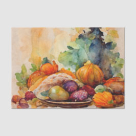Papel De Seda Vintage Watercolor Ação de Graças Pumpkin Turquia