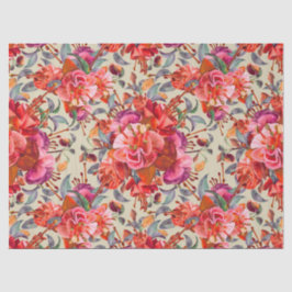 Papel De Seda Vintage Watercolor Fuchsia Blooms