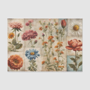 Papel De Seda Vintage Watercolor Summer Floral Collage