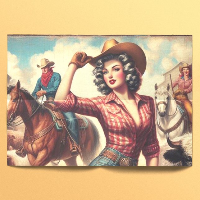 Papel De Seda Vintage Western Cowgirl (Criador carregado)