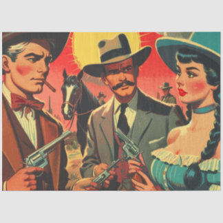 Papel De Seda Vintage Western História em quadrinhos Illustratio