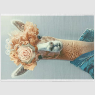 Papel De Seda Vintage Whimsical Lama com Flores - Dissociação