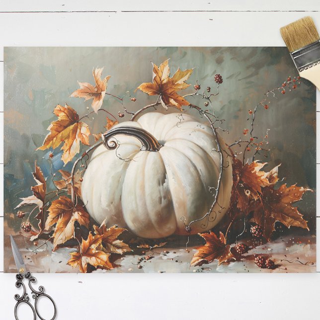 Papel De Seda Vintage White Pumpkin Painting Decoupage (Criador carregado)