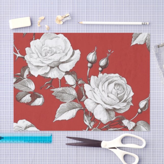 Papel De Seda Vintage White Rose (Arte )