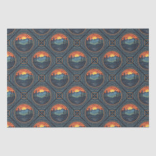 Papel De Seda Vintage Wilderness Sunset Mandala Azulejo Geométri