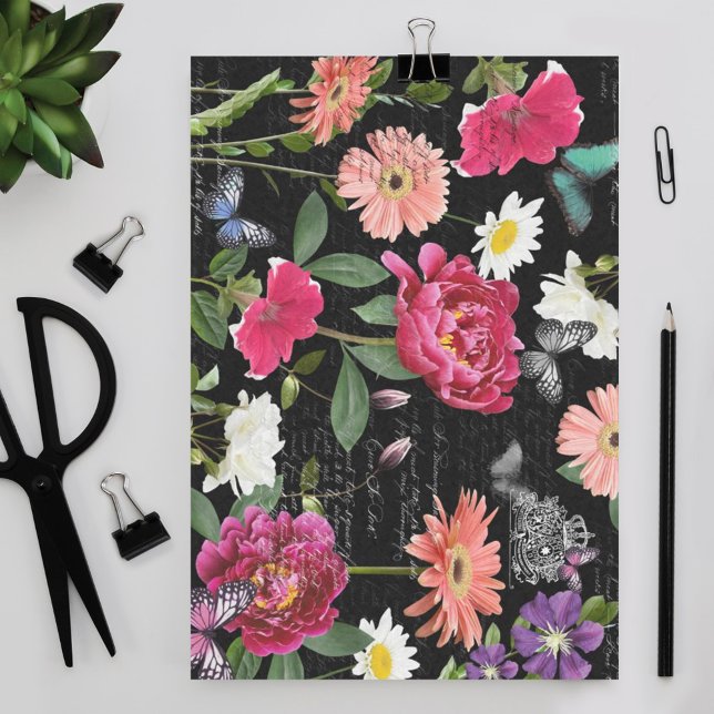 Papel De Seda Vintage Wildflower Butterfly - Manual Decoupage (Criador carregado)