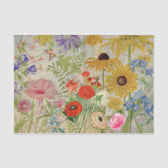 Papel De Seda Vintage Wildflower Nature Botanage (Frente )