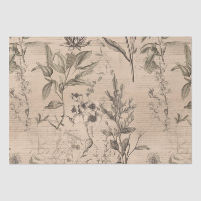 Papel De Seda Vintage Wildflower Pattern (Frente )