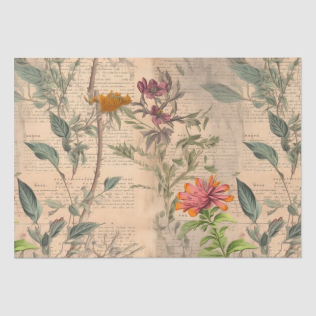 Papel De Seda Vintage Wildflower Pattern (Frente )