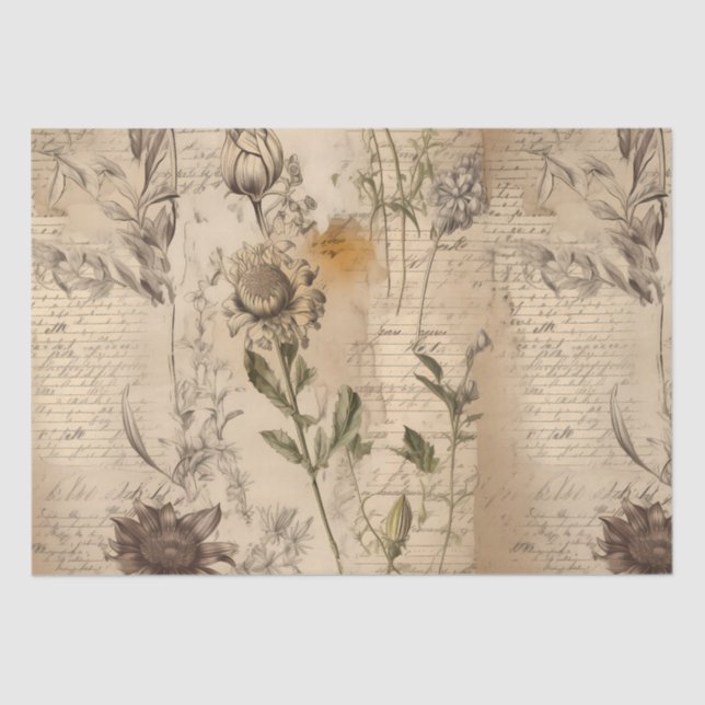 Papel De Seda Vintage Wildflower Pattern (Frente )