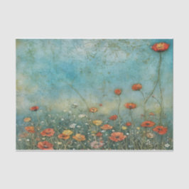 Papel De Seda Vintage wildflowers poppies landscape