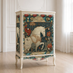 Papel De Seda Vintage William Morris Inspirou Unicorn Floral