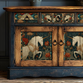 Papel De Seda Vintage William Morris Inspirou Unicorn Floral