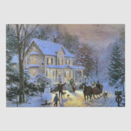 Papel De Seda Vintage Winter Town Christmas