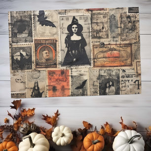 Papel De Seda Vintage Witch Stamps Halloween Decoupage