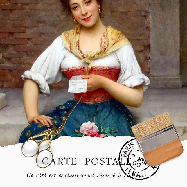 Papel De Seda Vintage Woman Rustic Textic Paper (Criador carregado)