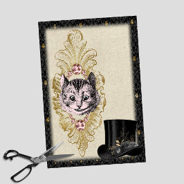 Papel De Seda Vintage Wonderland Cheshire Pink Cat e Top Hat