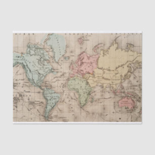 Papel De Seda Vintage World Map Decoupage