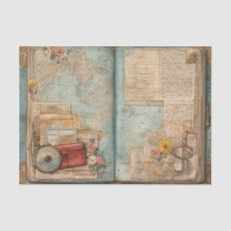 Papel De Seda Vintage World Map Red Leather Pouch Floral