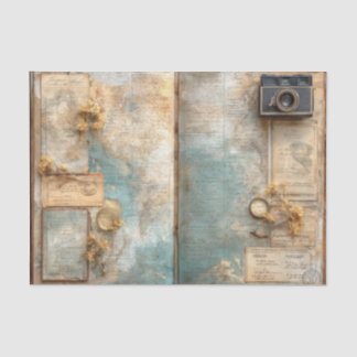 Papel De Seda Vintage World Map Traveler Journal Antique Camera