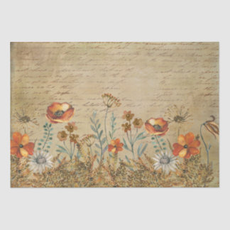 Papel De Seda Vintage Writing and Flowers Shabby Chic Decoupage